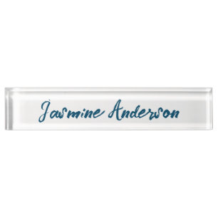 Bold Modern Minimalist Ocean Blue Colour Nameplate
