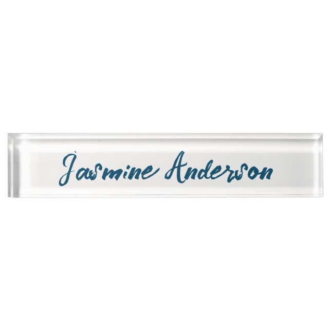 Bold Modern Minimalist Ocean Blue Colour Nameplate (Front)
