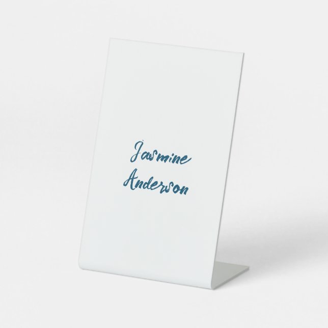 Bold Modern Minimalist Ocean Blue Colour Pedestal Sign (Front)