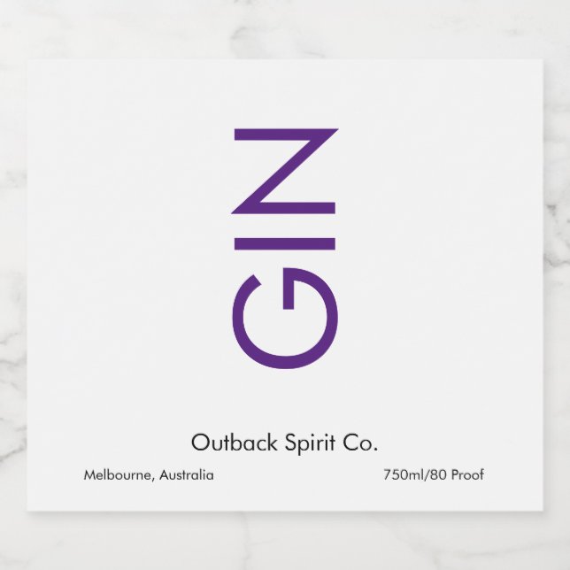 Bold Modern Monogram Gin Liquor Bottle Label (Single Label)