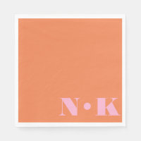 Bold Modern Monogram Initials Pink Orange Wedding