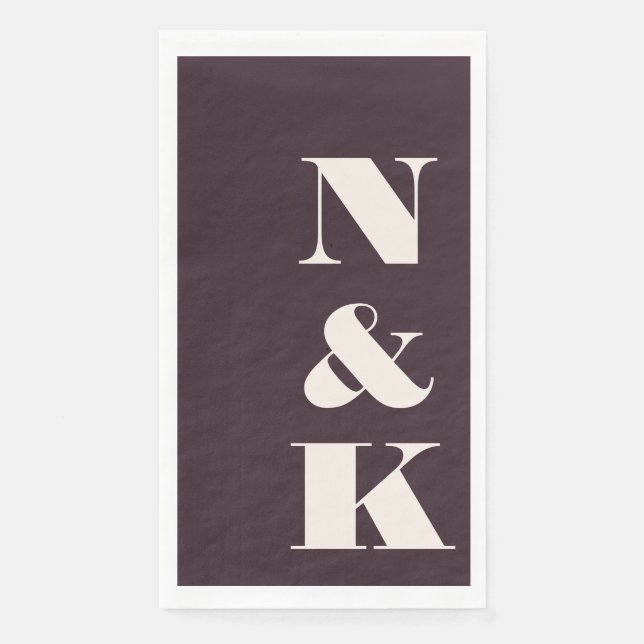 Bold Modern Monogram Initials Wedding Plum Napkin (Front)