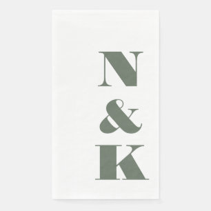 Bold Modern Monogram Initials Wedding Sage Green Napkin