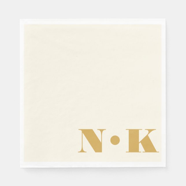Bold Modern Monogram Initials Yellow Cream Wedding Napkin (Front)