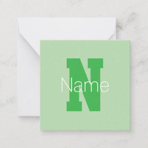 Bold Modern Monogram   Pale & Kelly Green Card
