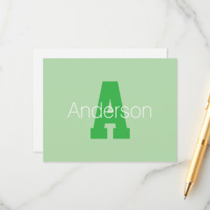 Bold Modern Monogram   Pale & Kelly Green Enclosure Card