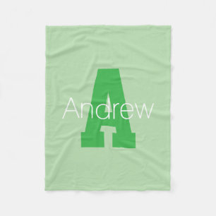 Bold Modern Monogram   Pale & Kelly Green Fleece Blanket