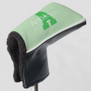 Bold Modern Monogram   Pale & Kelly Green Golf Head Cover