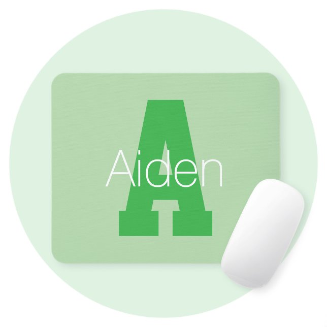 Bold Modern Monogram | Pale & Kelly Green Mouse Mat (Creator Uploaded)