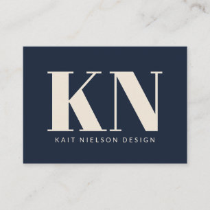 Bold Modern Monogram Professional Navy Blue Business Card