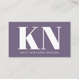 Bold Modern Monogram Professional Purple Business Card