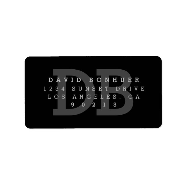 Bold Modern Monogram Return Address Label (Front)