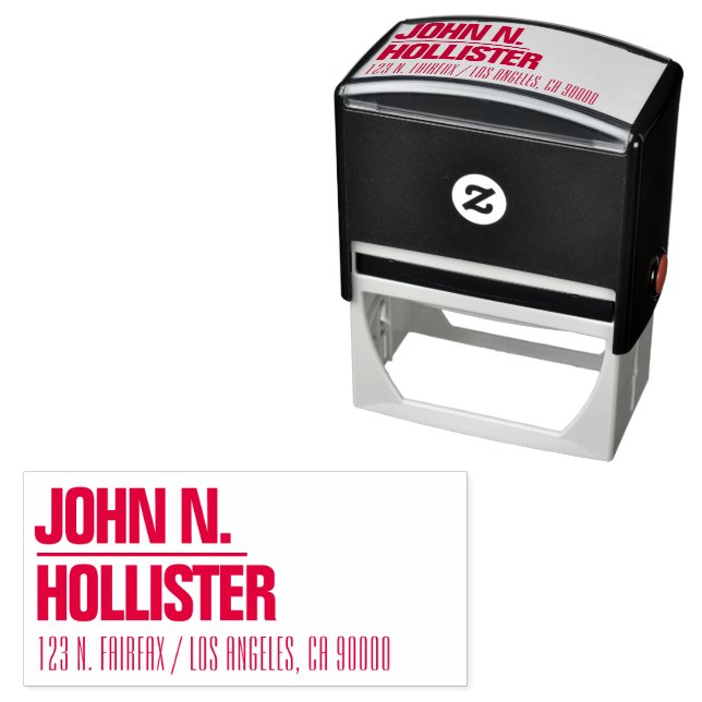 Bold, Modern Name and Return Address Self-inking Stamp (In Situ)