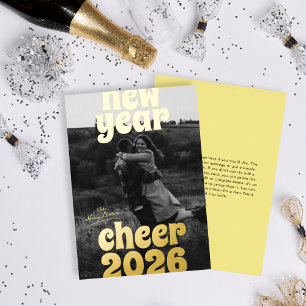 Bold Modern One Photo Foil New Year Cheer 2026 Holiday Card