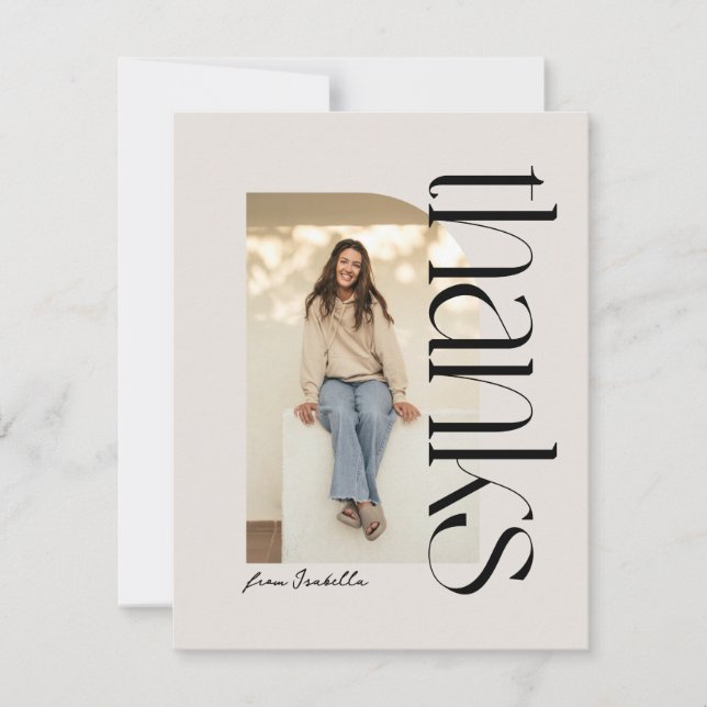 Bold modern one photo graduation thank you card (Front)