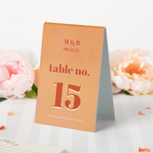 Bold Modern Orange Sunset Monogram Wedding Seat
