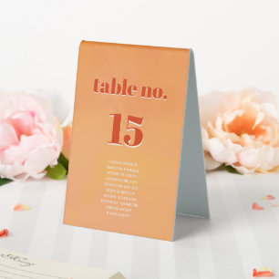 Bold Modern Orange Sunset Seating Chart Wedding