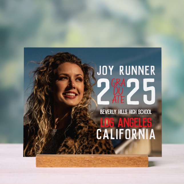 Bold Modern Photo High School Graduation Acrylic Sign (Neutral)