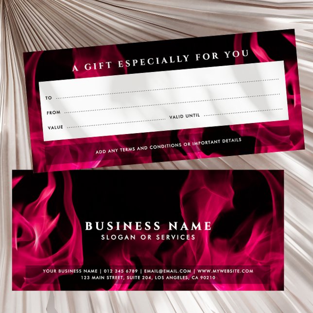 Bold Modern Pink Flames Gift Certificate (Creator Uploaded)