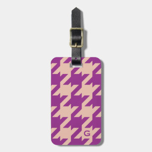 Bold modern purple houndstooth with monogram luggage tag