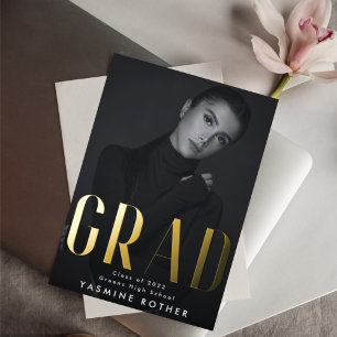 Bold Modern Real Gold Foil GRAD Photo Announcement