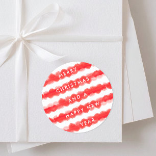 bold modern red painted scallop Merry Christmas Classic Round Sticker