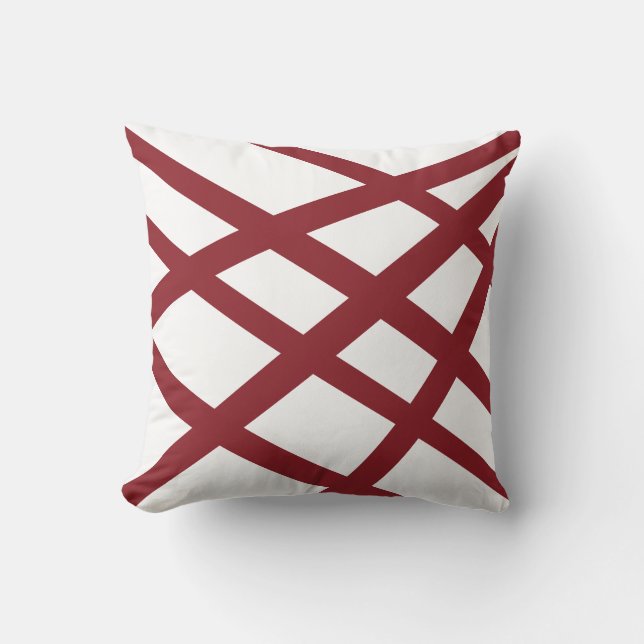 Bold Modern Red White Lines Cushion (Front)