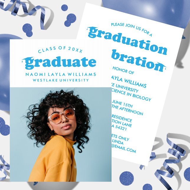 BOLD MODERN RETRO GRADUATE | GRADUATION INVITATION (Creator Uploaded)