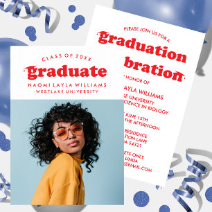 BOLD MODERN RETRO GRADUATE GRADUATION INVITATION