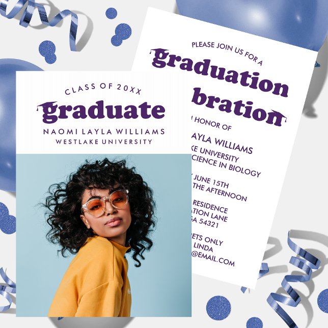 BOLD MODERN RETRO GRADUATE | GRADUATION INVITATION (Creator Uploaded)