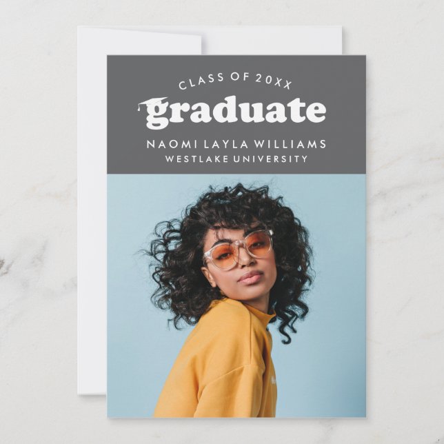 BOLD MODERN RETRO GRADUATE | GRADUATION INVITATION (Front)