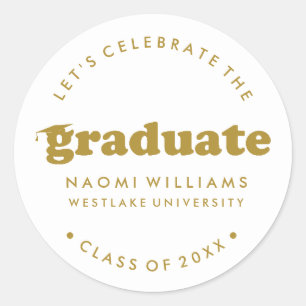 BOLD MODERN RETRO GRADUATE GRADUATION STICKER