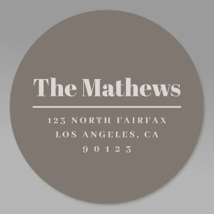 Bold Modern Return Address Dark & Light Beige  Classic Round Sticker