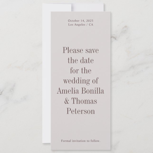 Bold Modern Save the Date Invitation (Front)