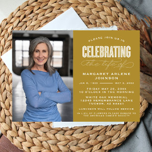 BOLD MODERN SCRIPT CELEBRATION OF LIFE FUNERAL INVITATION