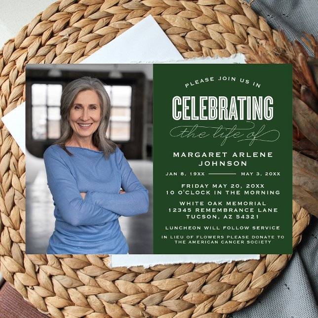 BOLD MODERN SCRIPT CELEBRATION OF LIFE FUNERAL INVITATION (Creator Uploaded)