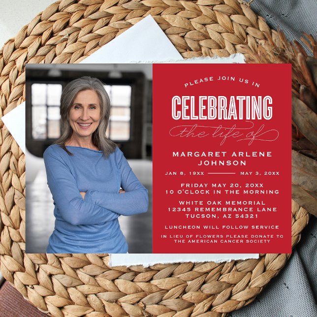 BOLD MODERN SCRIPT CELEBRATION OF LIFE FUNERAL INVITATION (Creator Uploaded)