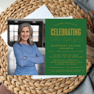 BOLD MODERN SCRIPT CELEBRATION OF LIFE FUNERAL INVITATION
