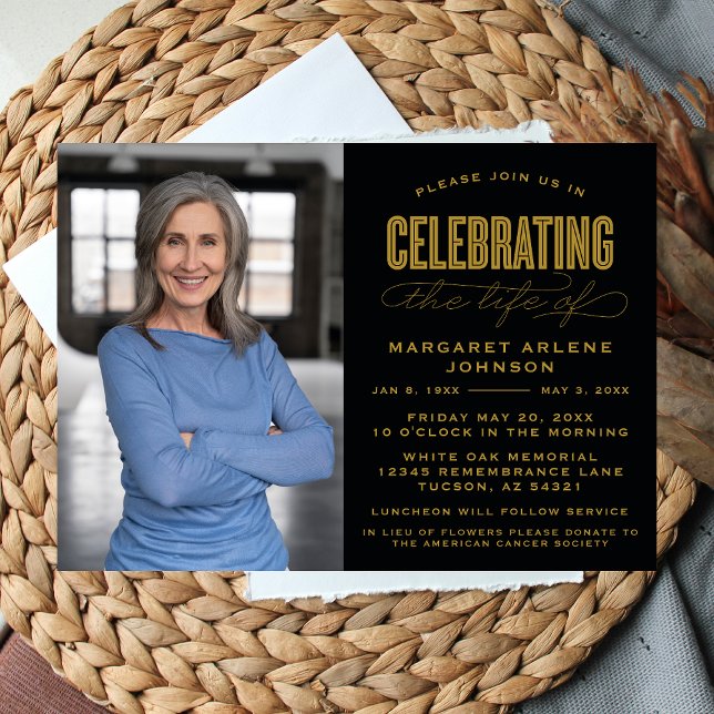 BOLD MODERN SCRIPT CELEBRATION OF LIFE FUNERAL INVITATION (Creator Uploaded)