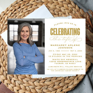 BOLD MODERN SCRIPT CELEBRATION OF LIFE FUNERAL INVITATION