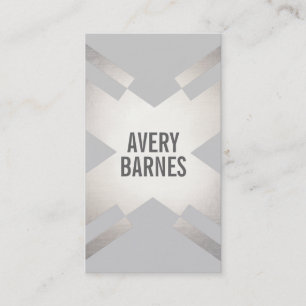Bold Modern Silver and Light Grey Geometric Design Business Card