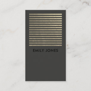 BOLD MODERN SILVER FAUX BLACK STRIPED LINE PATTERN BUSINESS CARD