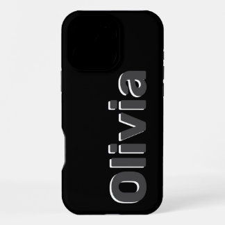 Bold Modern Simple Black & Grey Name iPhone 16 Pro Max Case