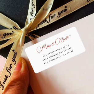 Bold Modern Simple Merry and Bright Return Address Label