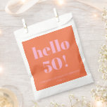 Bold Modern Simple Orange Pink 50th Birthday Party Favour Bags<br><div class="desc">Bold Modern Simple Orange Pink 50th Birthday Party Custom Favour Bag</div>
