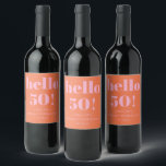 Bold Modern Simple Orange Pink 50th Birthday Party Wine Label<br><div class="desc">Bold Modern Simple Orange Pink 50th Birthday Party Custom Wine Label</div>