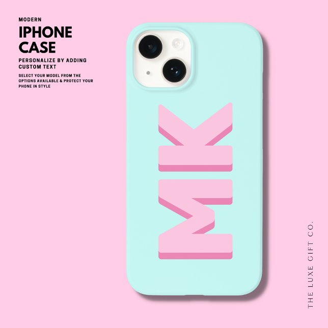 Bold Modern Simple Pink Initials Monogram  Case-Mate iPhone Case (Creator Uploaded)