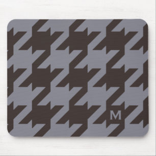 Bold modern steel grey houndstooth monogram mouse mat