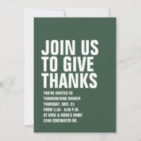 Bold modern Thanksgiving invitation