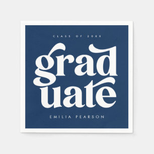 Bold Modern Type Blue Graduation Party Napkin